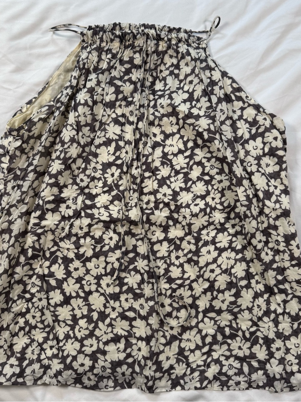 Velvet Black and Cream Floral Tank Top